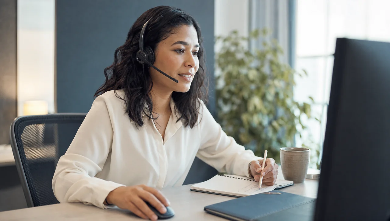 A customer support specialist working through a customer case.