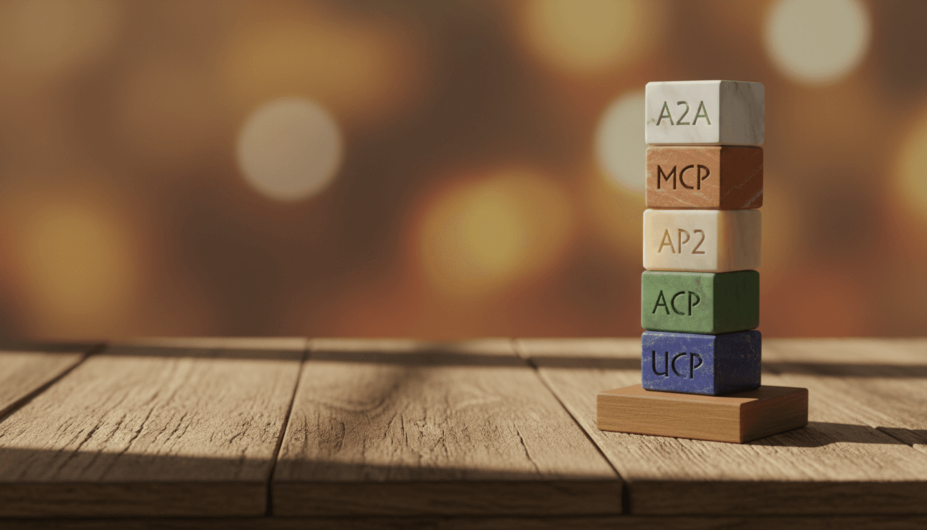 Hero image for The Agentic Commerce Protocol Stack: UCP, ACP, AP2, MCP, A2A Explained - UCP and ACP